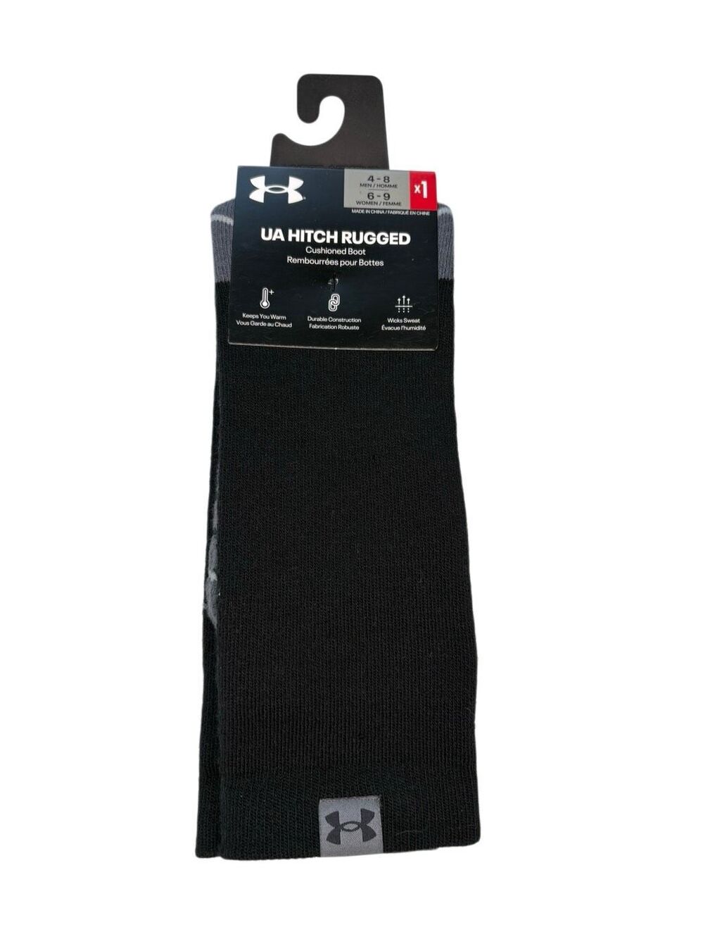 NWT Under Armour Hitch Rugged Cushion boot black socks - S